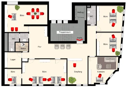 Grundriss - Büro/Praxis mieten in Unna - Praxis-/Bürofläche oder co-working mit Aufzug in repräsentativem Gebäude