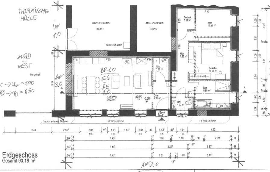 Grundriss Wohnung 1 vo. re.