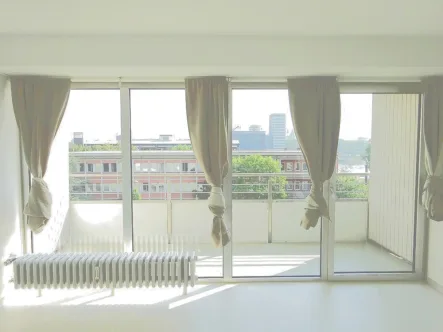Wohnzimmer - Wohnung mieten in Ludwigshafen am Rhein - 1-Zimmer-Appartement mit bester Aussicht auf den Rhein