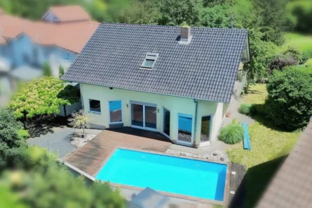 Vogelperspektive - Haus kaufen in Frankenthal (Pfalz) - Gepflegtes und großzügiges Einfamilienhaus in familienfreundlicher Lage mit Pool und Außenküche