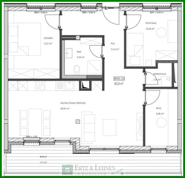 Grundriss Wohnung Nr. 23