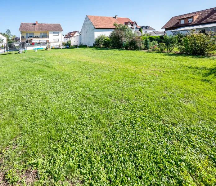 Blickrichtung Norden - Grundstück kaufen in Mainz / Ebersheim - Tolle Gelegenheit: ca. 503 m² Bauplatz & 13 m² Parkplatzparzelle mitten in Ebersheim (Mischgebiet)