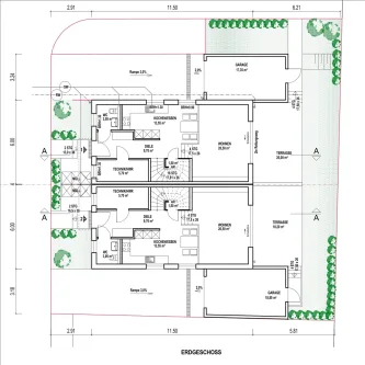 Grundriss Erdgeschoss  - Haus kaufen in Bonn - Zw. BN BEUEL u. SIEGBURG, 2 x NEUBAU Doppelhaushälften, 5-6 Zimmer, ca. 143 m² Wfl. ca. 210 m² GrSt.