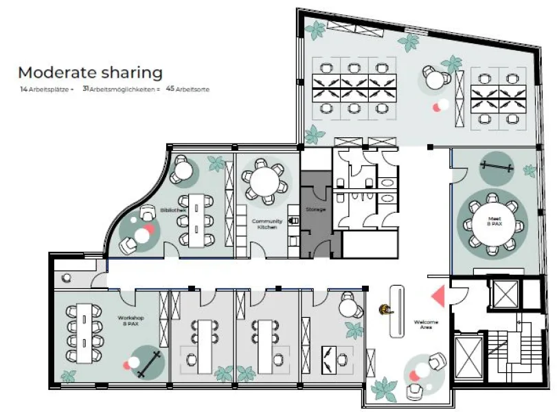 Grundriss - Beispiel Moderate Sharing