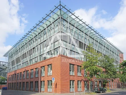 Außenansicht - Büro/Praxis mieten in Düsseldorf - Kontorhaus-Architektur mit Atrium im Medienhafen