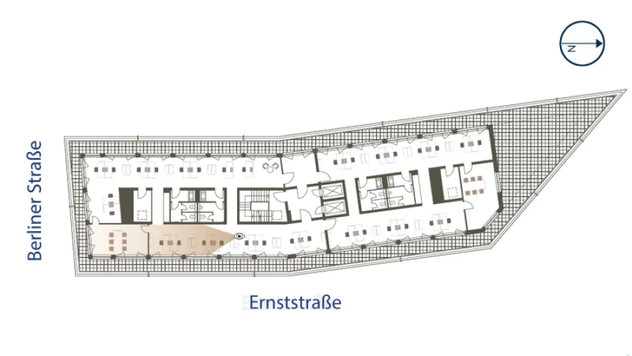 Großraumbüro Grundrissbeispiel Stafffelgeschoss