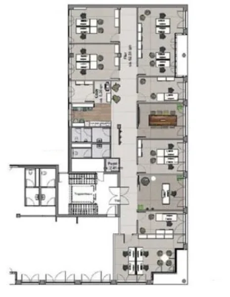 Grundriss Bürofläche (Haus Nr 4) 1 OG- 318,59 m²