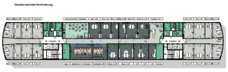 Grundriss Regelgeschoss - Haus 1 - Verzimmerung