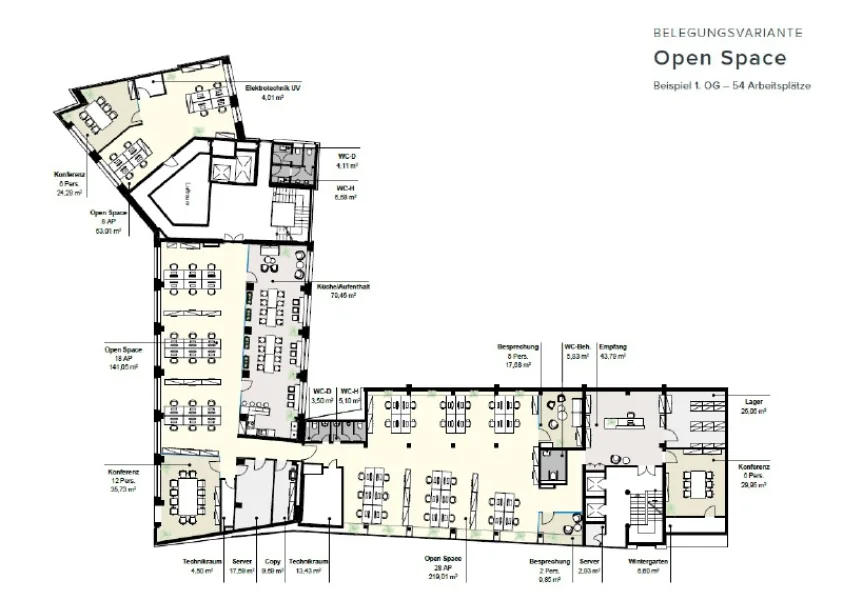 Grundriss 1OG Open Space