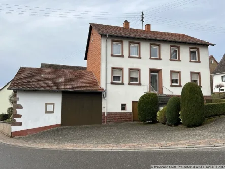 Vorderseite mit Nebengebäude - Haus kaufen in Eulenbis - Ehemaliges Bauernhaus mit Stall und Scheunen auf großem Grundstück