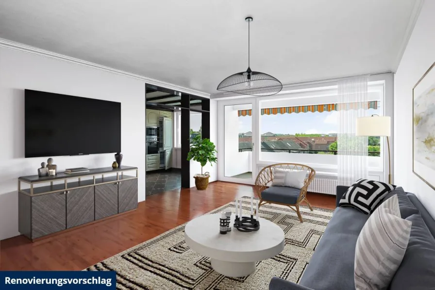 Wohnzimmer Staged - Wohnung kaufen in Neuss / Allerheiligen - Attraktive 3-Zimmerwohnung mit TG-Stellplatz und Wallbox