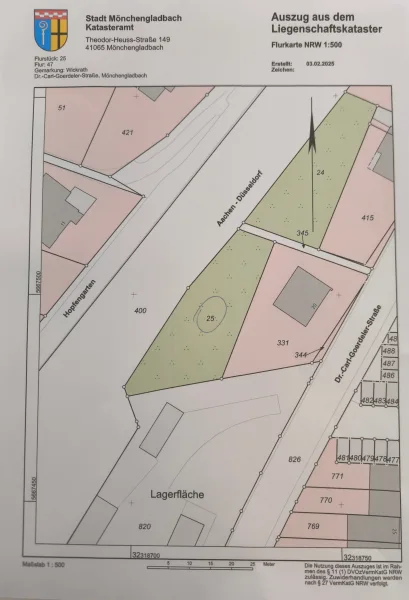 Flurkarte Bild - Grundstück kaufen in Mönchengladbach - In zentraler Lage von Wickrath Freizeitgrundstück