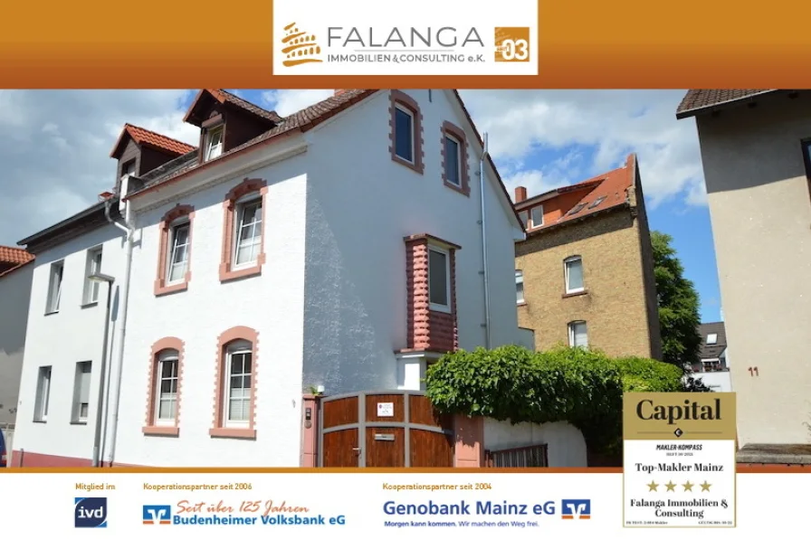 Titel - Haus kaufen in Mainz / Mombach - Falanga Immobilien - FAMILIEN AUFGEPASST! Charmantes Haus mit herrlich begrüntem Innenhof in Mombach