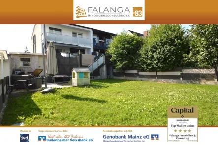 Titel Gartenseite - Haus kaufen in Walluf - FALANGA IMMOBILIEN-Top saniertes REH mit viel Platz & herrlichen Sonnengarten in begehrter Wallufer Familienlage