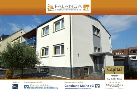 Titel Hausansicht Eingangsseite - Haus kaufen in Walluf - FALANGA IMMOBILIEN-Top saniertes REH mit viel Platz & herrlichen Sonnengarten in begehrter Wallufer Familienlage