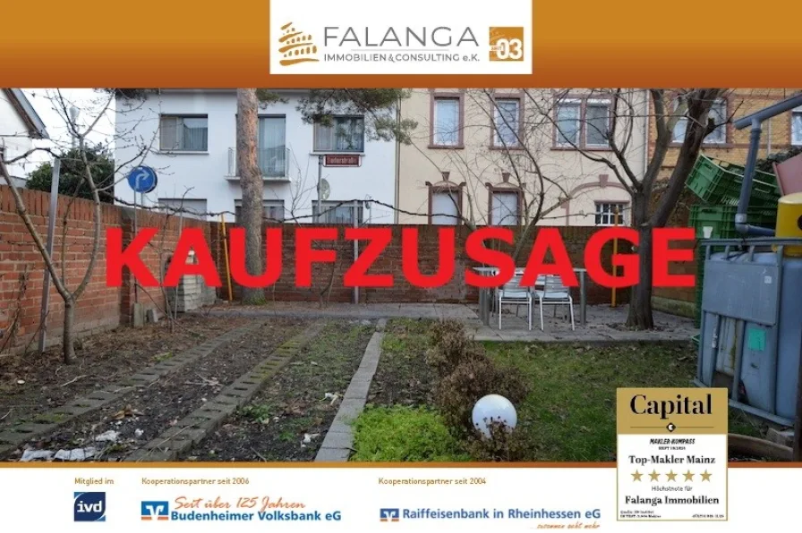 Titel Kaufzusage - Haus kaufen in Mainz / Mombach - Falanga Immobilien - EFH mit tollem Gartengrdst., 2009 energetisch saniert, zum BEZAHLBAREN PREIS in Mombach