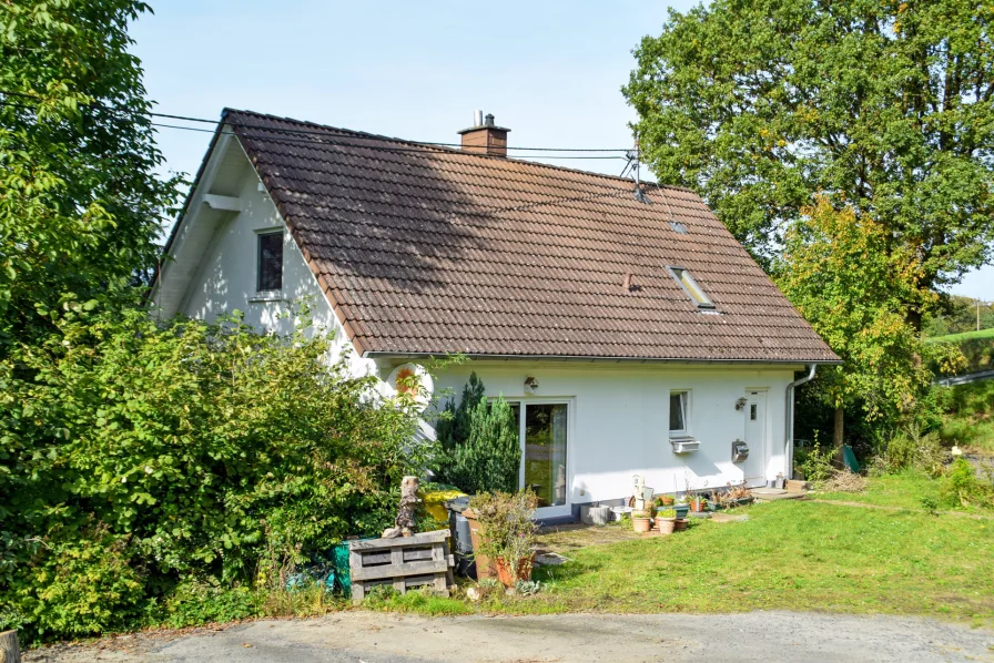 Straßenansicht - Haus kaufen in Bad Marienberg VG - Ländliches Paradies: Gemütliches Einfamilienhaus in naturnaher Ruheoase