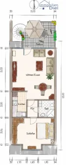 Grundriss_immoGrafik_254850026001_DIN_A4_INTERNET - Wohnung mieten in Köln / Longerich - Traumhafte möblierte Einliegerwohnung perfekt für Pendler