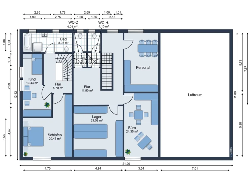 Wohnung/Büro über der Halle