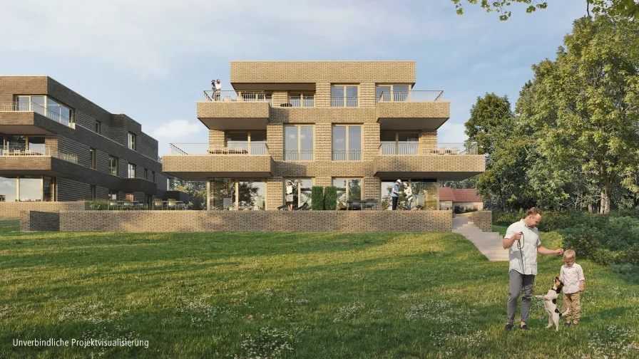 Haustyp A 1, 2 + 7 Rückansicht - Wohnung kaufen in Essen / Bredeney - Traumhaft wohnen in absoluter Bestlage mit drei Balkonen
