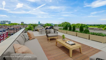 Dachterrasse - Wohnung mieten in Düsseldorf - Neubau Erstbezug. Luxuriöses Wohnen auf 260 m² mit atemberaubender Dachterrasse