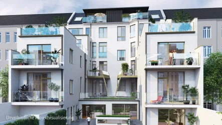 Unverbindliche Projektvisualisierung hinten - Wohnung mieten in Düsseldorf / Stadtmitte - CUBIK - Neues Wohnen mit Altbauflair