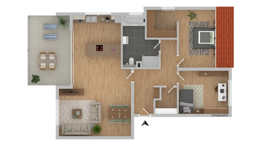 Wohnung 5 - Wohnung kaufen in Perl / Büschdorf - PERL: 101 M2 NEUWERTIGE OBERGESCHOSSWOHNUNG / 2 SCHLAFZ. / RUHIGE, SONNIGE LAGE!