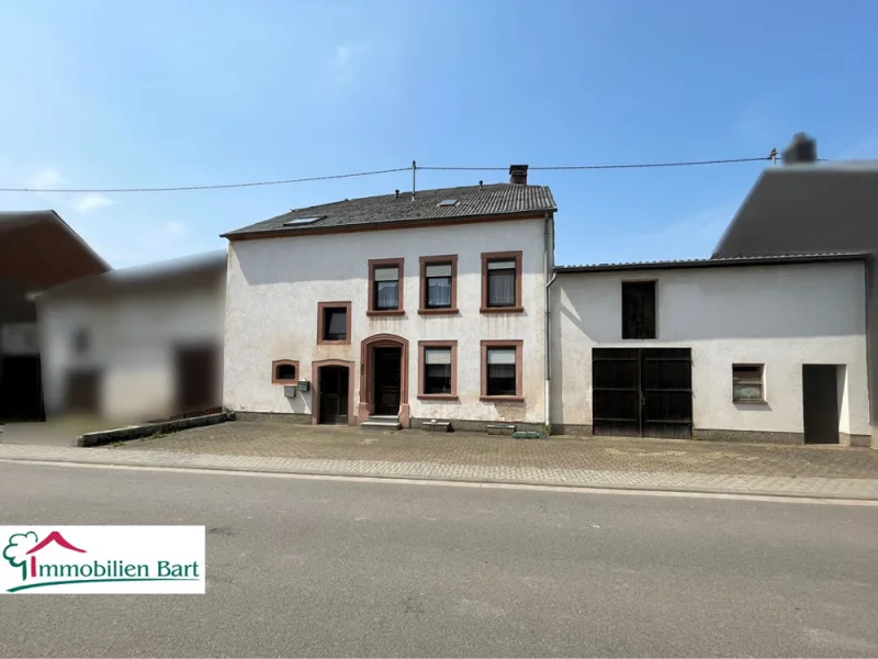 Straßenansicht - Haus kaufen in Mettlach-Faha - GRENZNÄHE: BAUERNHAUS + SCHEUNE + ATELIER + HALLE + GARTEN FÜR 285.000€ !!