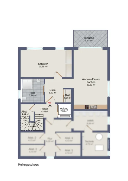 Grundriss UG W1 - Wohnung kaufen in Mettlach - 72 M² NEUBAUWOHNUNG IN HÖHENLAGE VON METTLACH