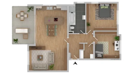 Wohnung 3 - Wohnung kaufen in Perl / Büschdorf - NATUR PUR! 106 M² WFL. / 2  SCHLAFZIMMER / 5 MIN. BIS ZUR A13