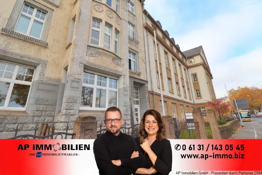 AP Immobilien GmbH Mainz - Büro/Praxis mieten in Mainz - *GEWERBEEINHEIT/BÜRO/PRAXIS IM ALTBAU MIT AUSBLICK* - 197 m², 7-Zimmer, 2 Küchen, 2 WC-Anlagen, Aufzug *BARRIEREFREI*