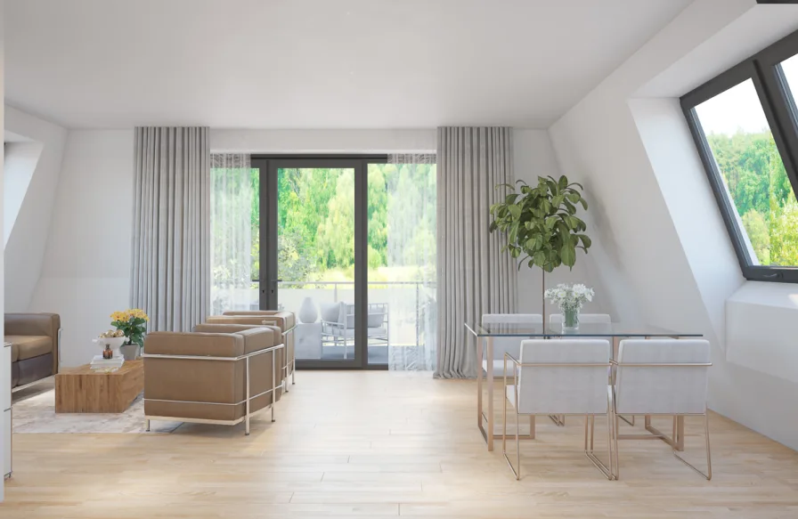 Wohnbereich - Wohnung kaufen in Münster - Feines Penthouse im Aasee-Park!Provisionsfrei direkt vom Bauträger!