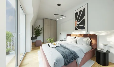 Visualisierung Schlafen - Wohnung kaufen in Münster - Luxus pur - Kleines, feines Penthouse! Erstklassiges Investment Nahe Aasee!PROVISIONSFREI vom Bauträger!