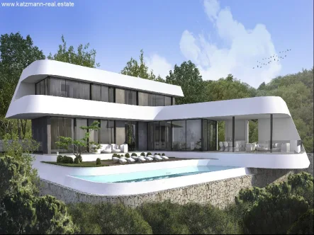 Villa mit Pool in Benissa zu verkaufen (1).jpg - Haus kaufen in Benissa - Spanien, Costa Blanca, Projekt einer futuristischen Villa auf zwei Wohnebenen mit grossem Pool und Terrassen zu verkaufen