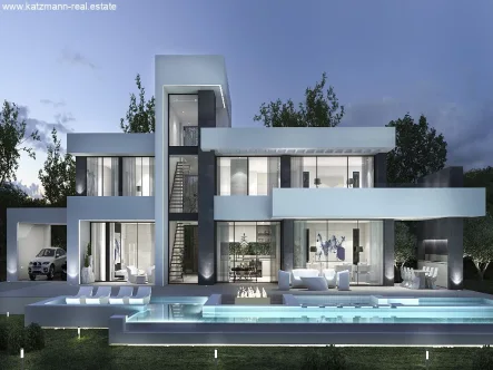 Luxusvilla mit Pool - Haus kaufen in Moraira - Spanien, Costa Blanca, Luxus-Villa (Neubau-Projekt) auf drei Wohnebenen mit  Infinity-Pool und mehreren Terrassen zu verkaufen