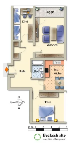 Bild1 - Wohnung mieten in Bönen - Günstig wohnen in Bönen: 3 Zi.- Wohnung mit Loggia (Beispiel)