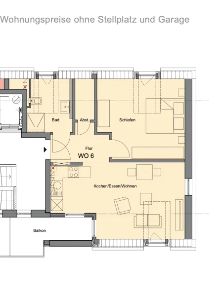 Grundriss - Wohnung kaufen in Trier - Trier-Biewer, Neubau einer Eigentumswohnung mit Aufzug und barrierefreiem Zugang, ca. 55 m2, Balkon, Aufzug, Baubeginn 2024