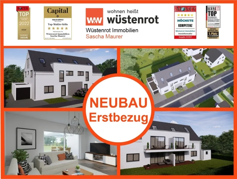 2022 3D Startbild EG li - Wohnung kaufen in Siegburg - Erstbezug! Moderne Erdgeschosswohnung mit hochwertiger Ausstattung und Garten in beliebter Wohngegend.