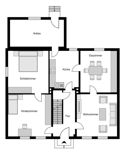 Grundriss Erdgeschoss freistehendes Einfamilienhaus