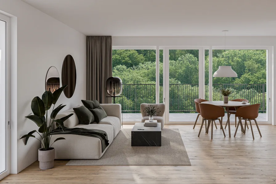 Visualisierung Wohnbereich - Wohnung mieten in Bochum - Neubau Luxus erleben in Weitmar!