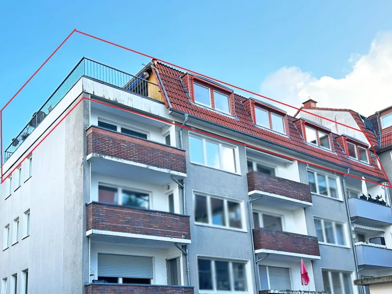 Blick auf die Mansardenwohnung