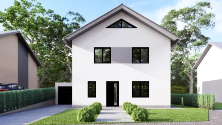 Visualisierung Eingang - Haus kaufen in Bonn - Waldrandlage - Neubau eines freistehenden Einfamilienhauses in Friesdorf