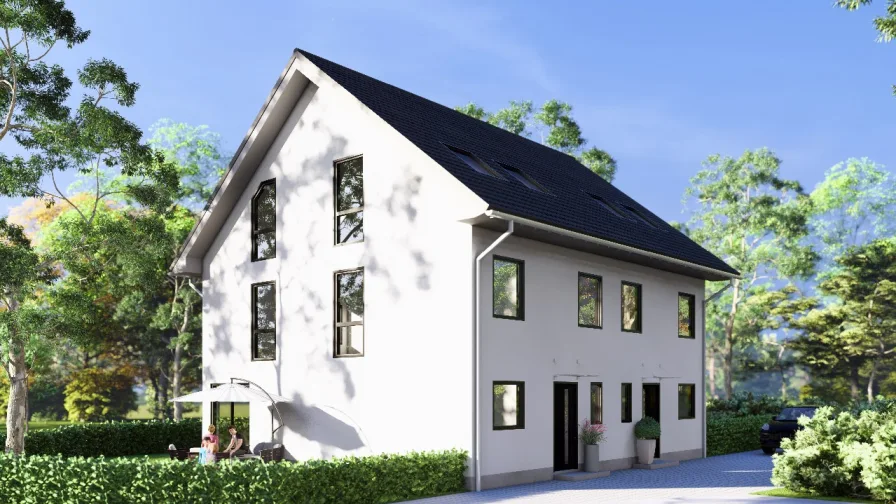 Visualisierung Bebauung - Haus kaufen in Bonn - Seltene Gelegenheit - Neubau von 2 Doppelhaushälften in Plittersdorf