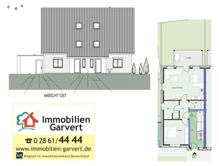 Ansicht - Wohnung kaufen in Gescher - Neubau attraktiver Eigentumswohnungen in einem Doppelhaus in Gescher!