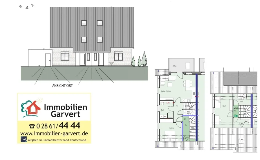 Ansicht - Wohnung kaufen in Gescher - Neubau attraktiver Eigentumswohnungen in einem Doppelhaus in Gescher!