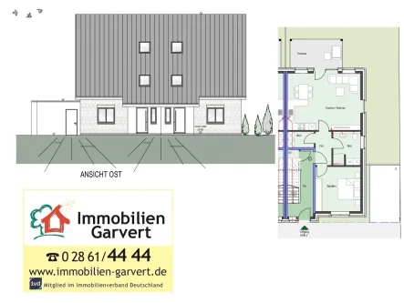 Ansicht - Wohnung kaufen in Gescher - Neubau attraktiver Eigentumswohnungen in einem Doppelhaus in Gescher!