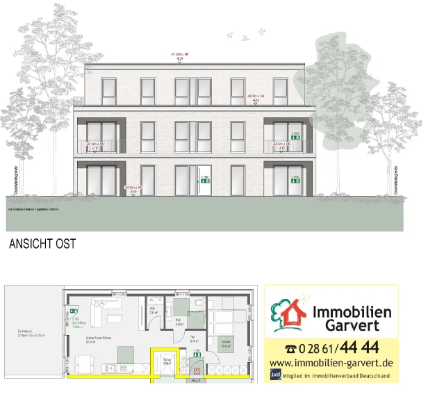 Ansicht - Wohnung kaufen in Raesfeld - Top-Lage in Raesfeld - Neubau Penthouse im Staffelgeschoss mit Aufzug und Dachterrasse_A2393