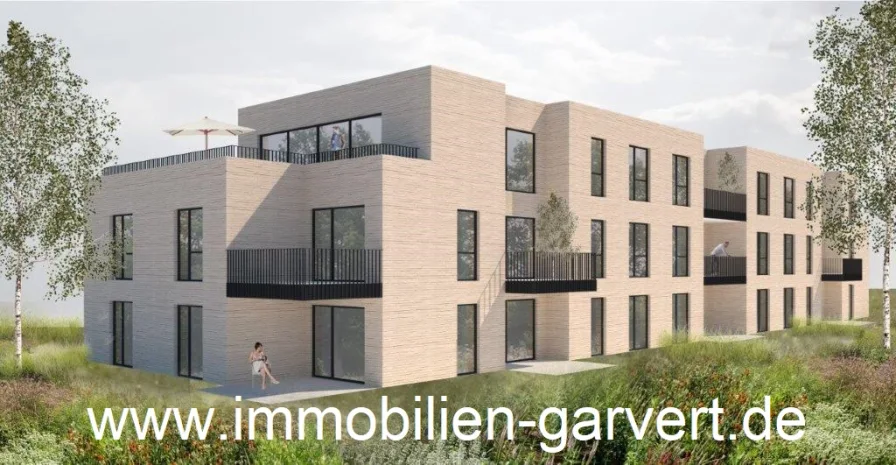 Ansicht - Wohnung kaufen in Borken - Neubau! Stadtnahe Erdgeschoss-Wohnung mit Terrasse, Garten, Tiefgarage und Aufzug in Borken_A2448