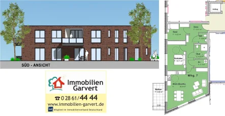 Ansicht - Wohnung mieten in Borken - Vermietung - 3-Zimmerwohnung mit Balkon im 1. Obergeschoss in stadtnaher Lage von Borken