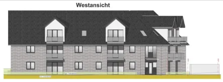 Westansicht - Wohnung kaufen in Dorsten - Neubau! Dachgeschoss-Wohnung mit Balkon, Tiefgarage und Aufzug am Ortsrand von Rhade_A2529